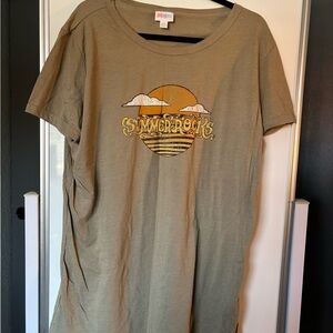 LuLaRoe Olive Green Summer Rocks Tee